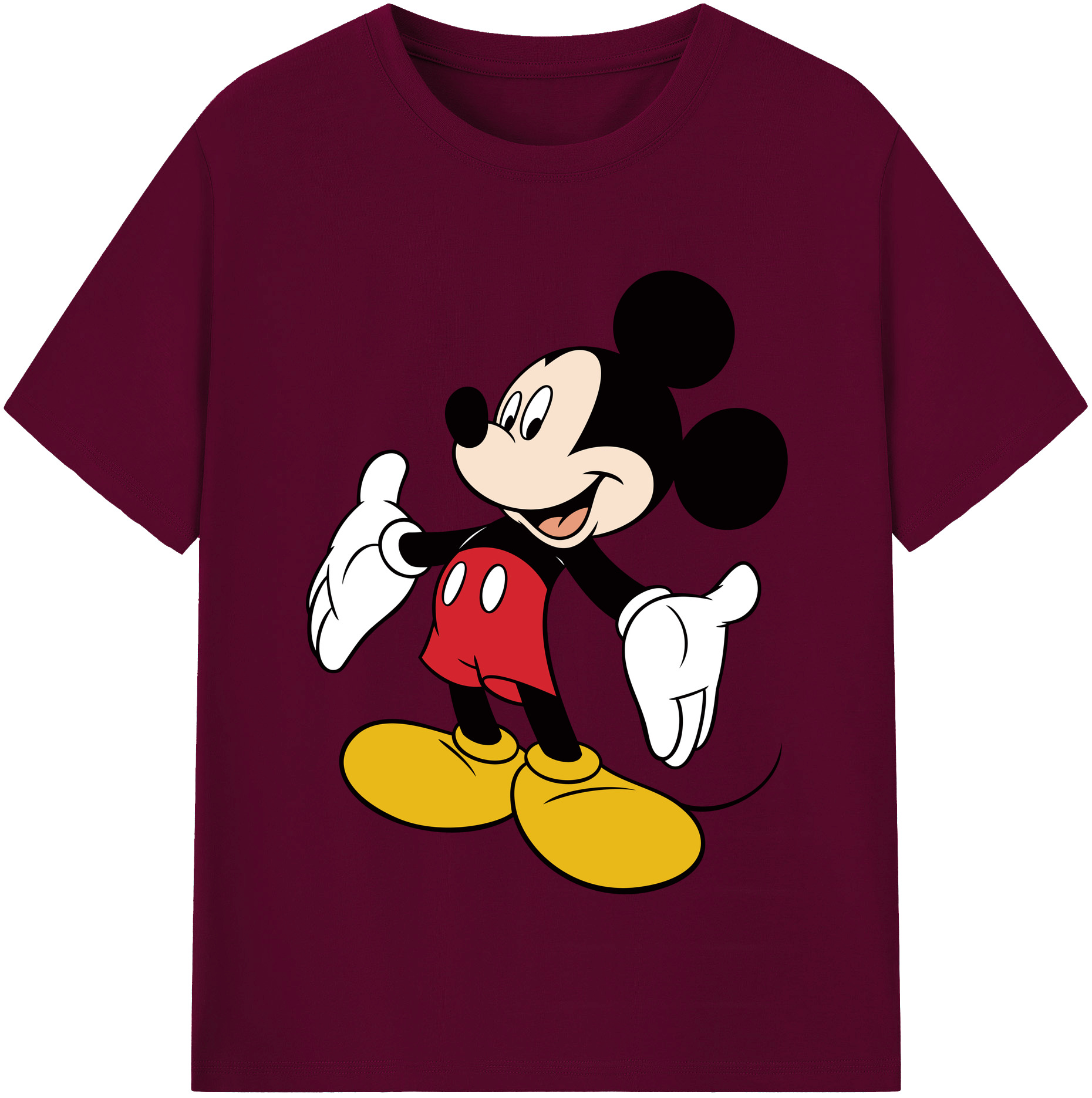 （画像用） ミッキーマウス Mickey Mouse レディースカジュアルプリントTシャツ（綿100％）